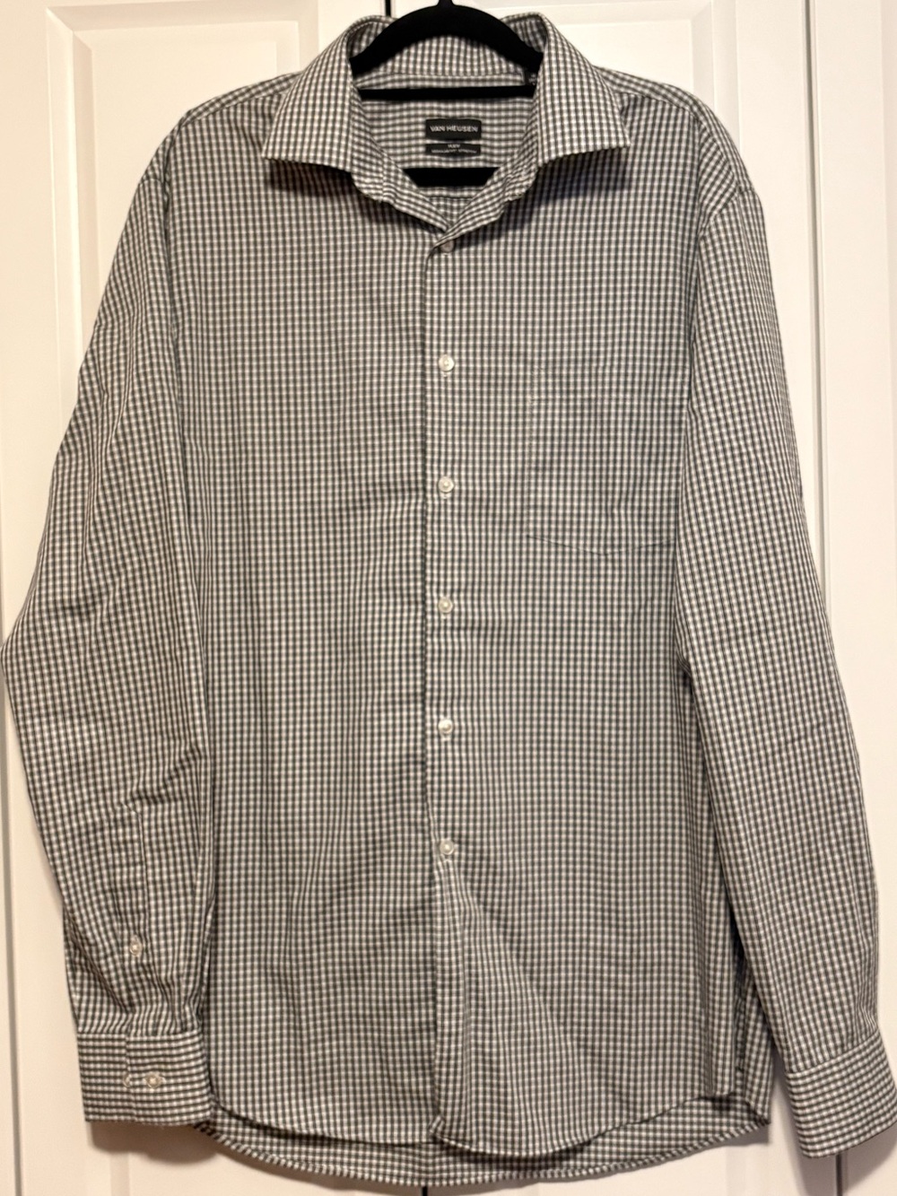 Van Heusen Men’s Black and White Micro Check Dress Shirt